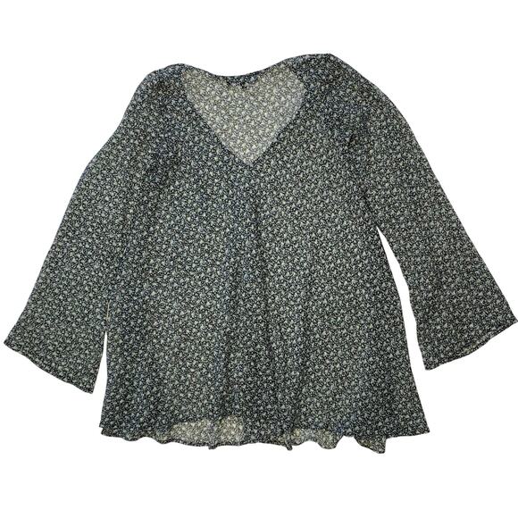 For Love and Lemons Blue Floral Daytripper Sheer Tunic - Picture 3 of 3